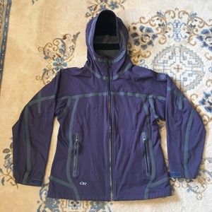 Outdoor Research Men's Mithril Jacket Purple Large Fleece Hoody Rain Snow